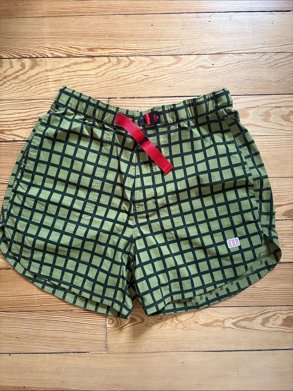 Topo Designs River Short with Green Grid Print